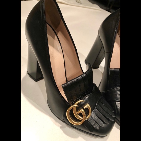 Authentic GUCCI double gold G Marmont loafer heel - Picture 8 of 8
